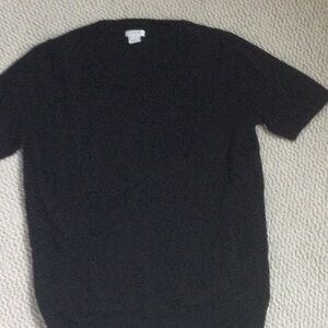 Short sleeve black cotton sweater